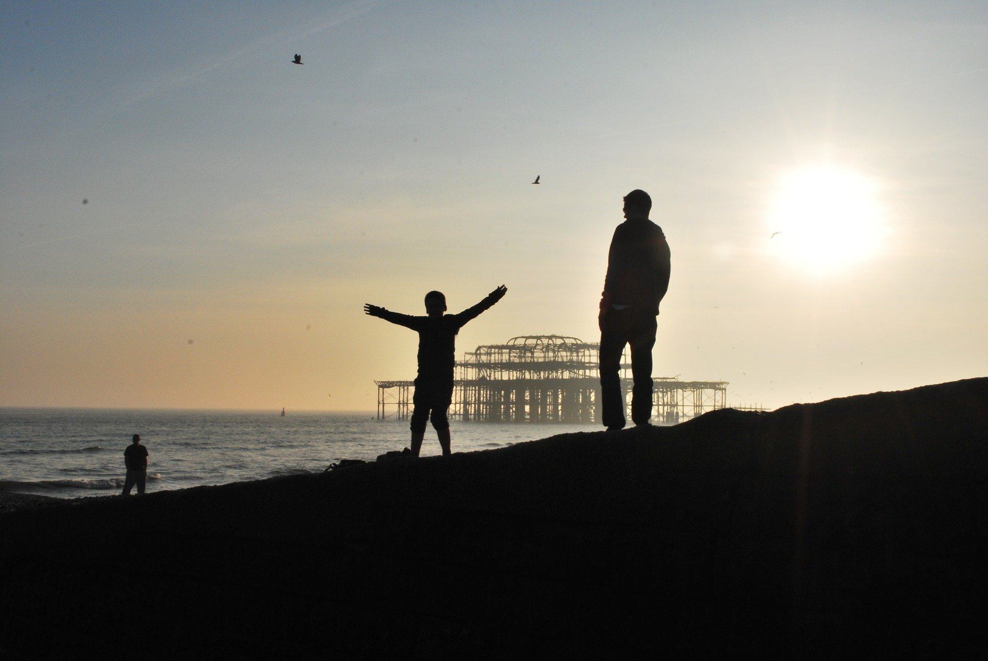 Brighton beach silhouette